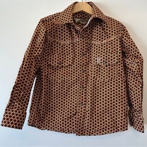 Cowboy Hardware Youth Boy's‎ XS 5 Six Star Print Rust Snap Shirt